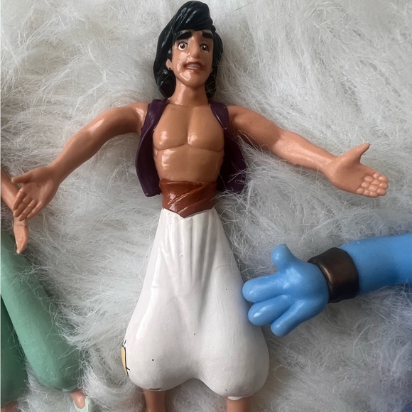 VTG Disney Aladdin + Jasmine + Genie PAX Bendable PVC Poseable Action Figures - Picture 3 of 10